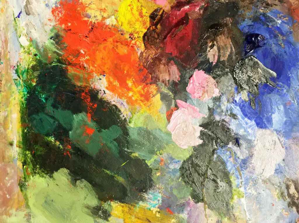Linseed oil mixed in with oil paint.